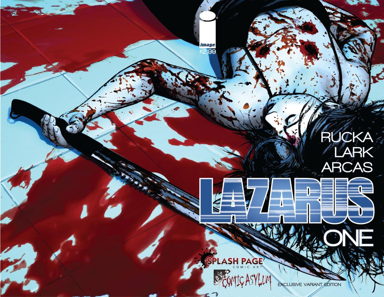 Splash Page Comic Art & Comic Asylum Retailer Variant of Lazarus Issue 1